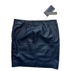 NWT Zara Genuine Leather 100% Navy Mini Skirt Zara Woman Size Small